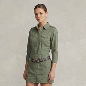 Prototype Authentic Military Style Utility Shirt Dress - Sage Green